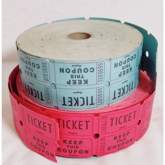 VTG Raffle Ticket Rolls (2) Red & Blue for Events, Carnival, Giveaways, parties - Picture 2 of 7